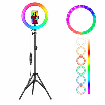 Aro Luz LED RGB de 26cm Video Profesional streaming + Trípode