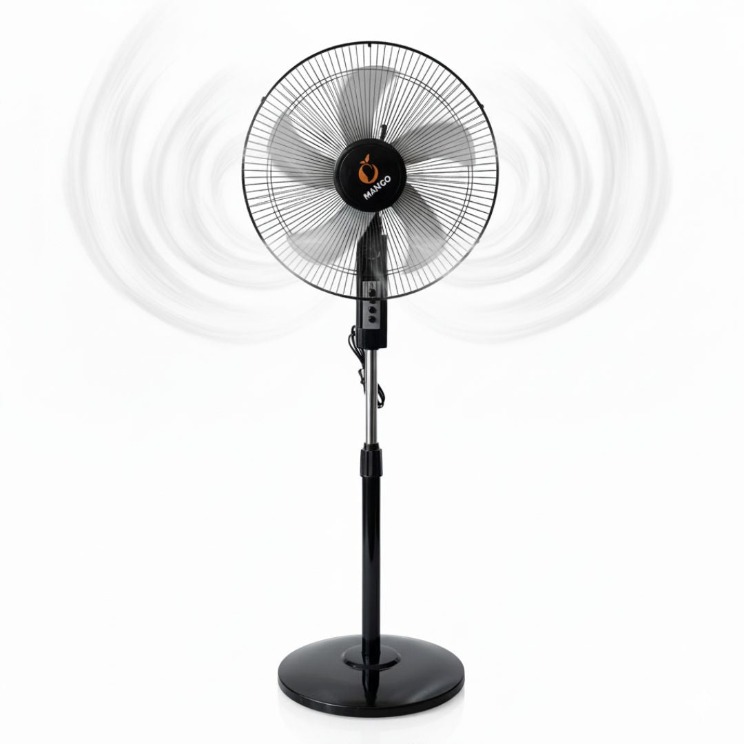 Ventilador Pedestal Moderno de 16" 45W 5 Aspas y 3 Velocidades Negro