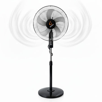Ventilador Pedestal Moderno de 16" 45W 5 Aspas y 3 Velocidades Negro
