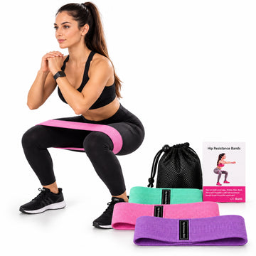 Pack 3 Bandas de Resistencia para Glúteos y Piernas Yoga Pilates con 3 Niveles