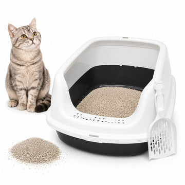 Caja de Arena Arenero Sanitario para Gato Antiderrames con Pala 24x38x50cm