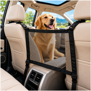 Barrera de Seguridad para Mascotas en Auto con Malla Ajustable y Correas