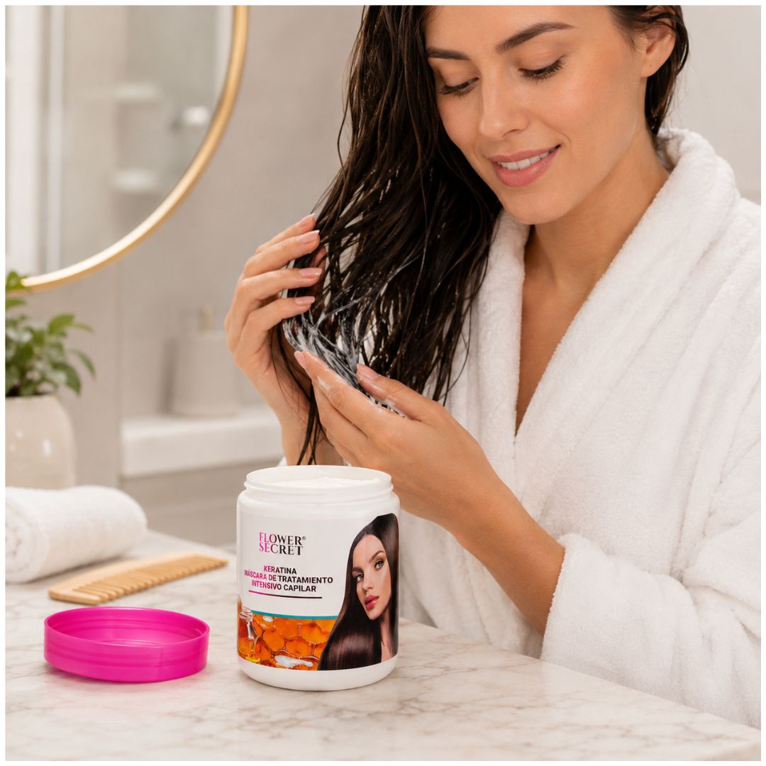 Mascarilla Capilar Flower Secret Keratina 500 ml Tratamiento Hidratante y Nutritivo