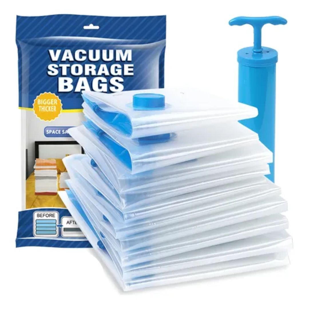 Pack de 5 Bolsas al Vacío 3 Medidas + Succionador Manual
