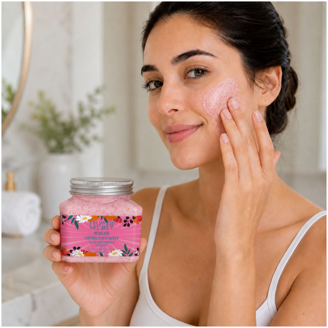 Crema Exfoliante Corporal JS16-C Flower Secret Rosas 300 ml Ácido Hialurónico Colágeno
