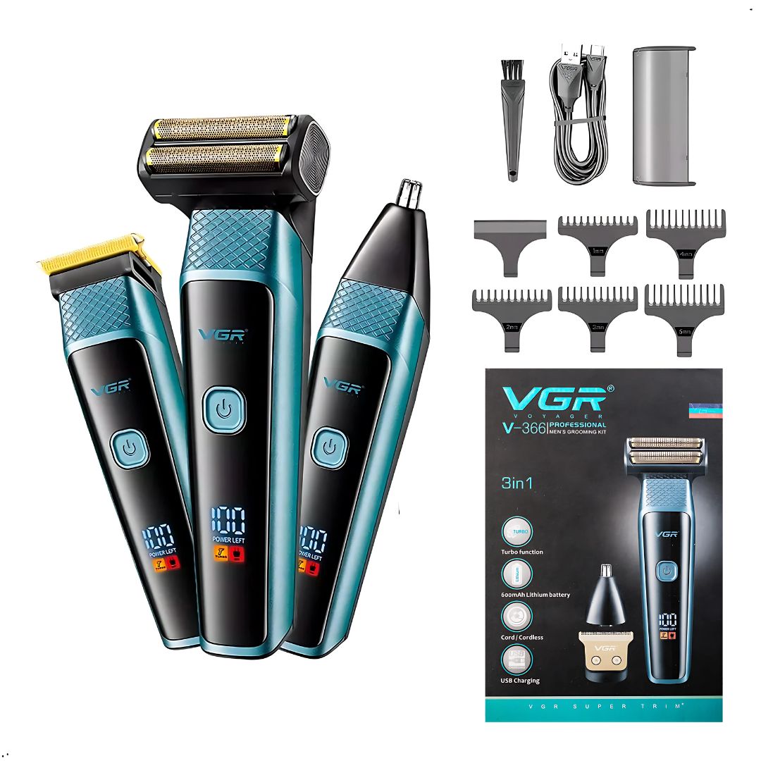 Máquina Afeitadora Rasuradora Eléctrica Recargable Shaver VGR V-366 3 en 1