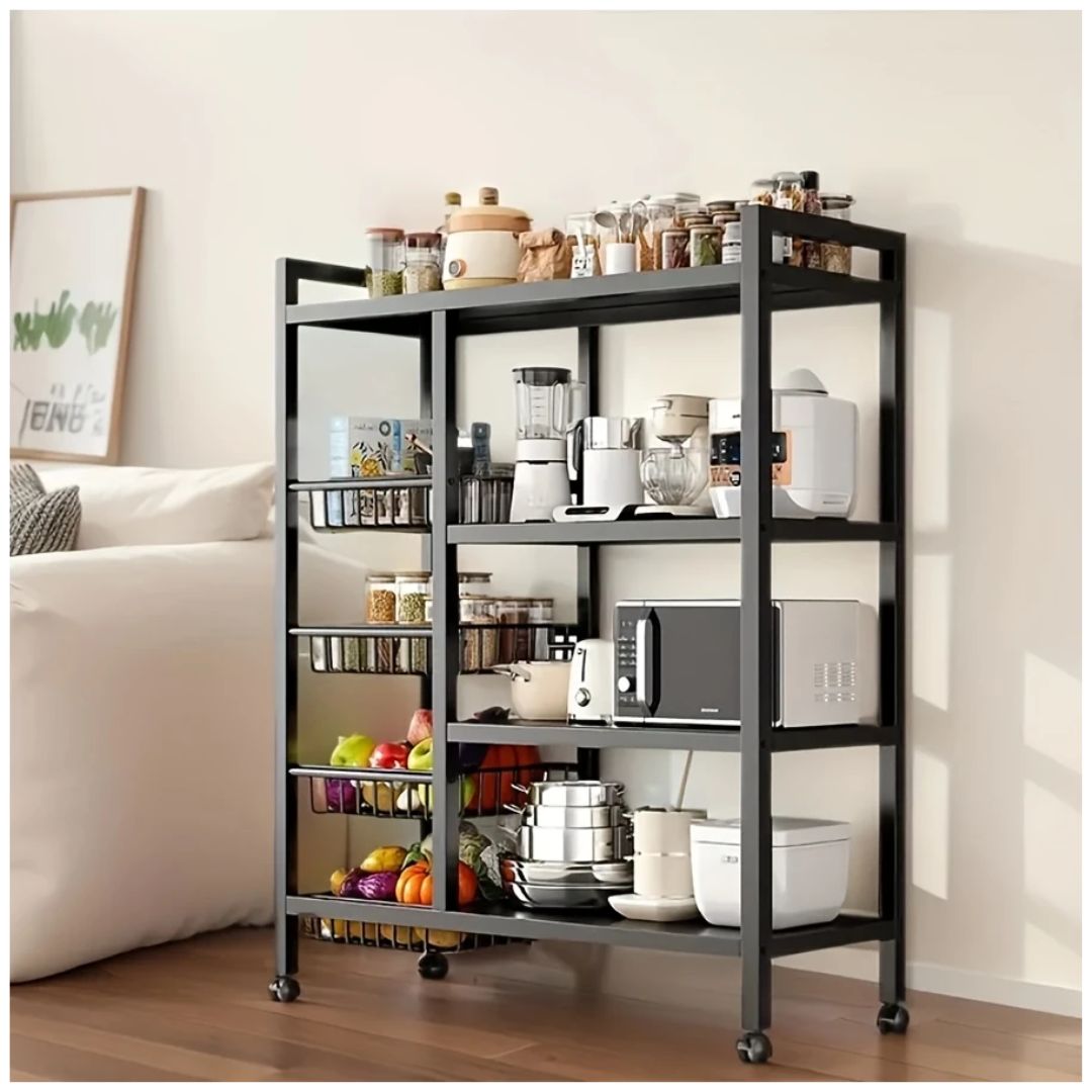 Estante Organizador de Cocina Multiusos de Metal con Ruedas 108x80x32cm