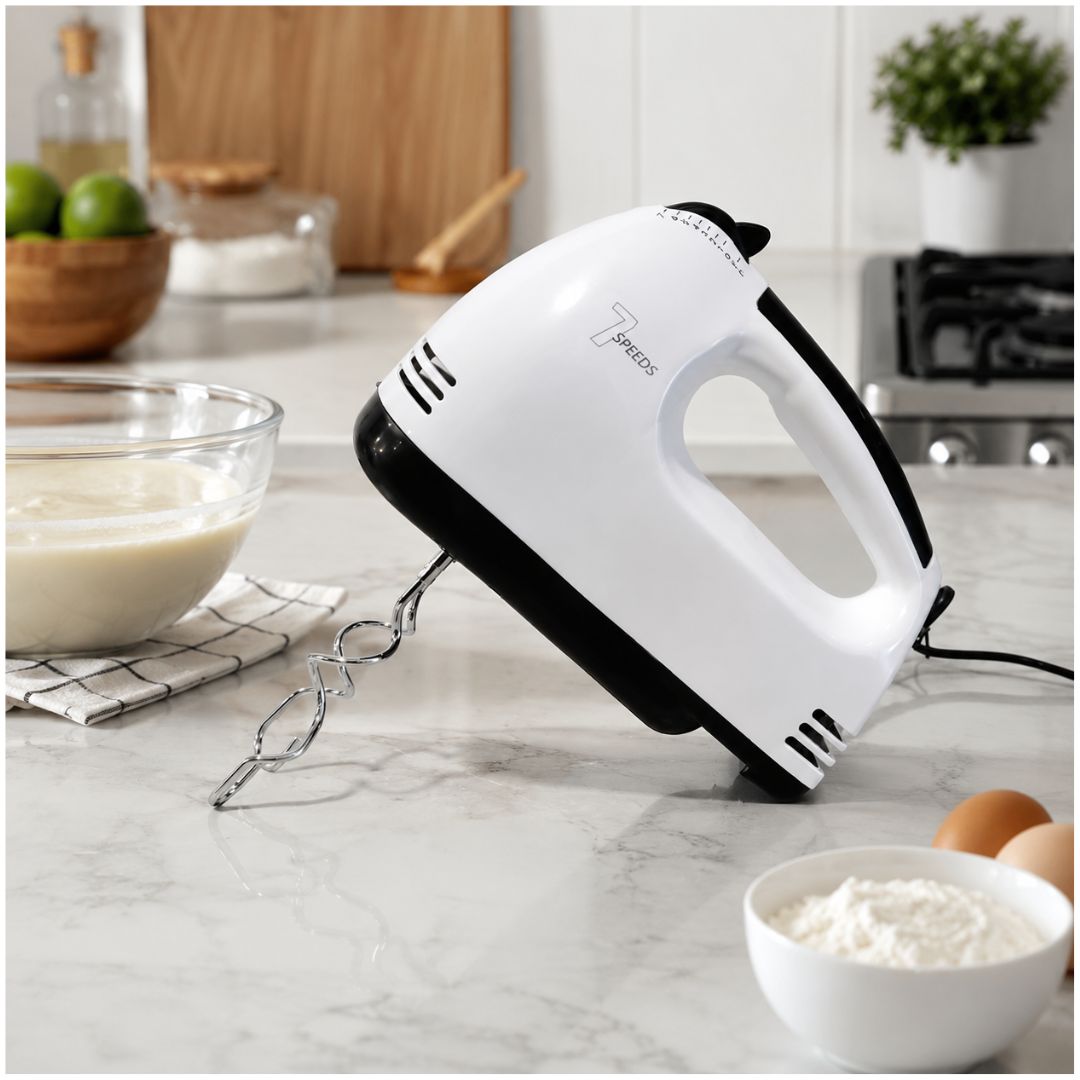 Batidora de Mano con Varillas Ganchos Repostería Cocina 7 Velocidades