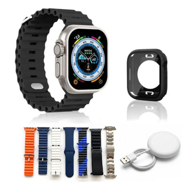 Smartwatch Y80 Ultra 9 en 1 Juego de 8 Correas + Cargador Inalámbrico + Protector