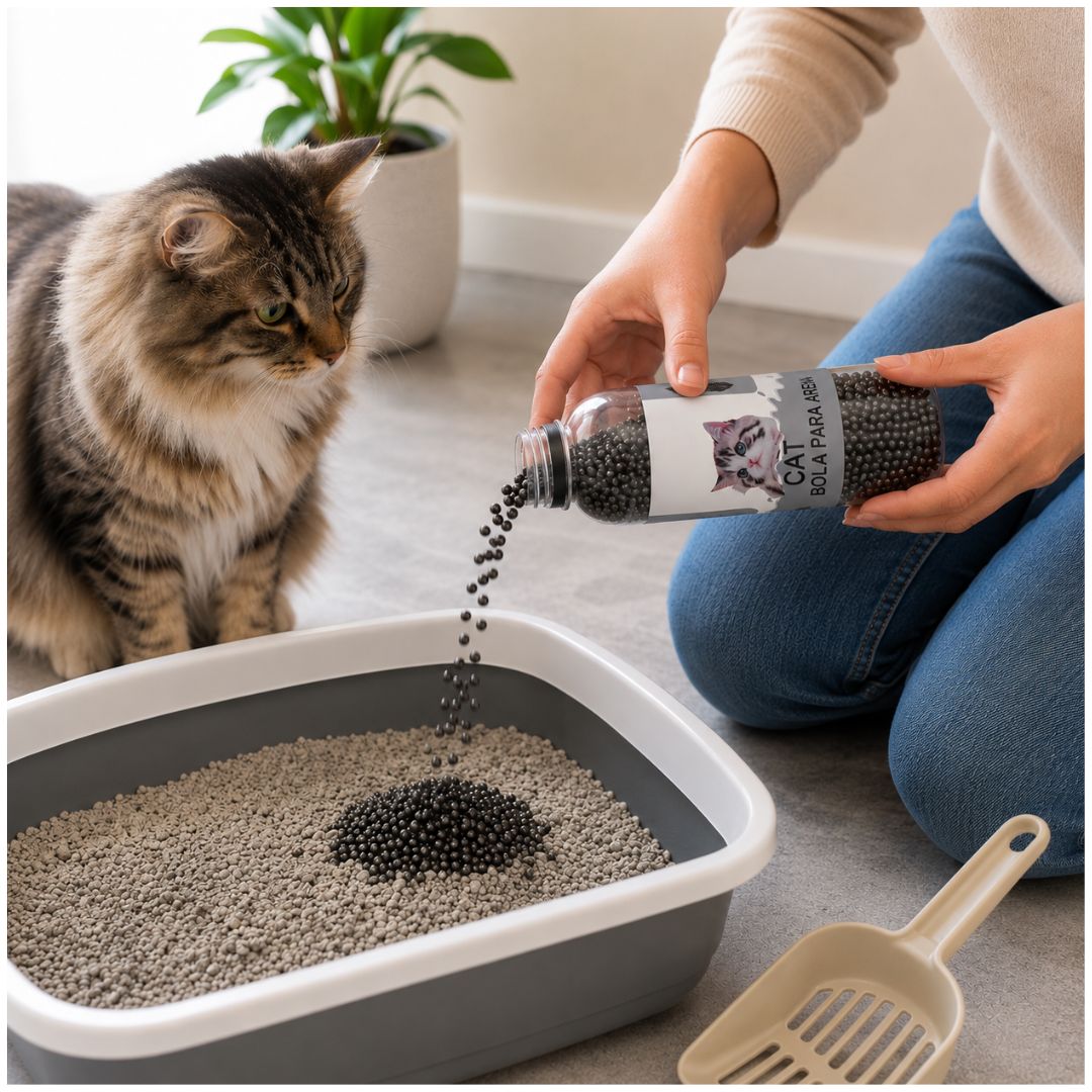 Pack x2 Perlas Bolas de Carbón Activado 500 ml Desodorante Arena Arenero de Gato