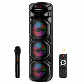 Parlante Bluetooth 60W Luces LED Multicolor Triple Parlante 8" + Micrófono + Control