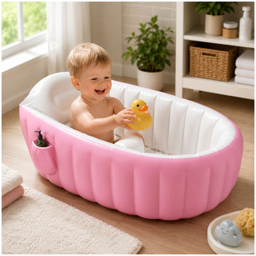 Bañera Inflable para Bebé 12001 con Soporte Acolchada Portátil Fácil de Guardar
