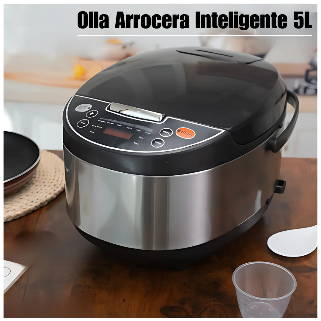 Olla Arrocera Inteligente Multifuncional Antiadherente de Acero Inoxidable  5L