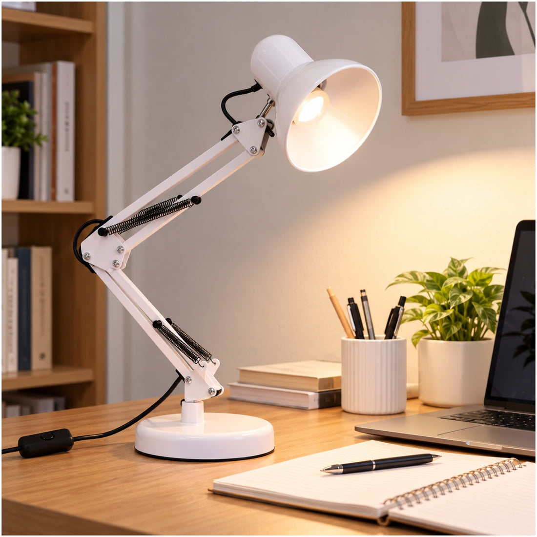 Lámpara de Escritorio Articulada  E27 con Base y Soporte de Mesa Ajustable