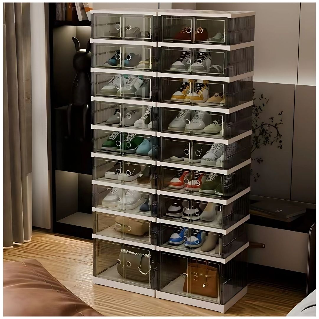 Organizador Zapatera 9 niveles 18 Pares Plegable Acrílico Transparente 170x44x35cm