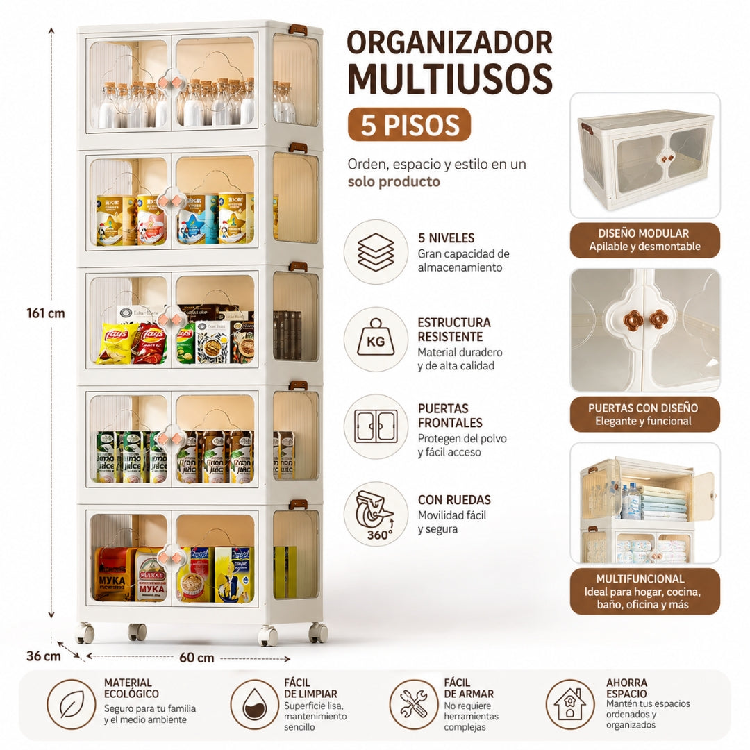 Organizador Armario Multifuncional Modular Plegable 5 Niveles 161x60x36cm
