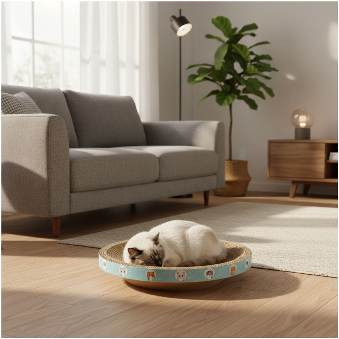 Cama Rascador Redondo para Gato Corrugado de Alta Densidad 45x45cm