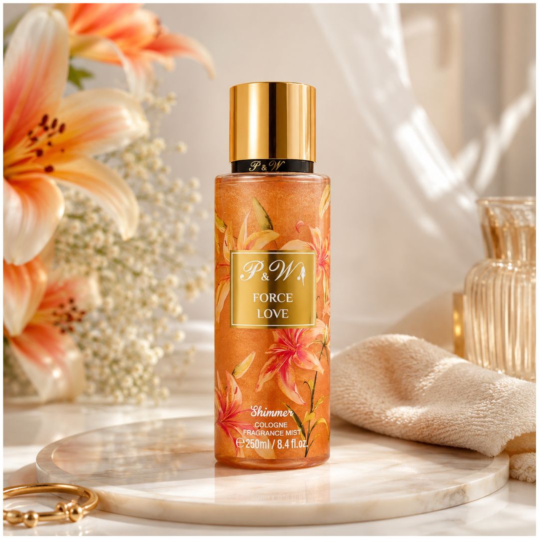 Perfume Mujer 250ml Colonia Corporal P&W Force Love Fragancia Floral con Brillo