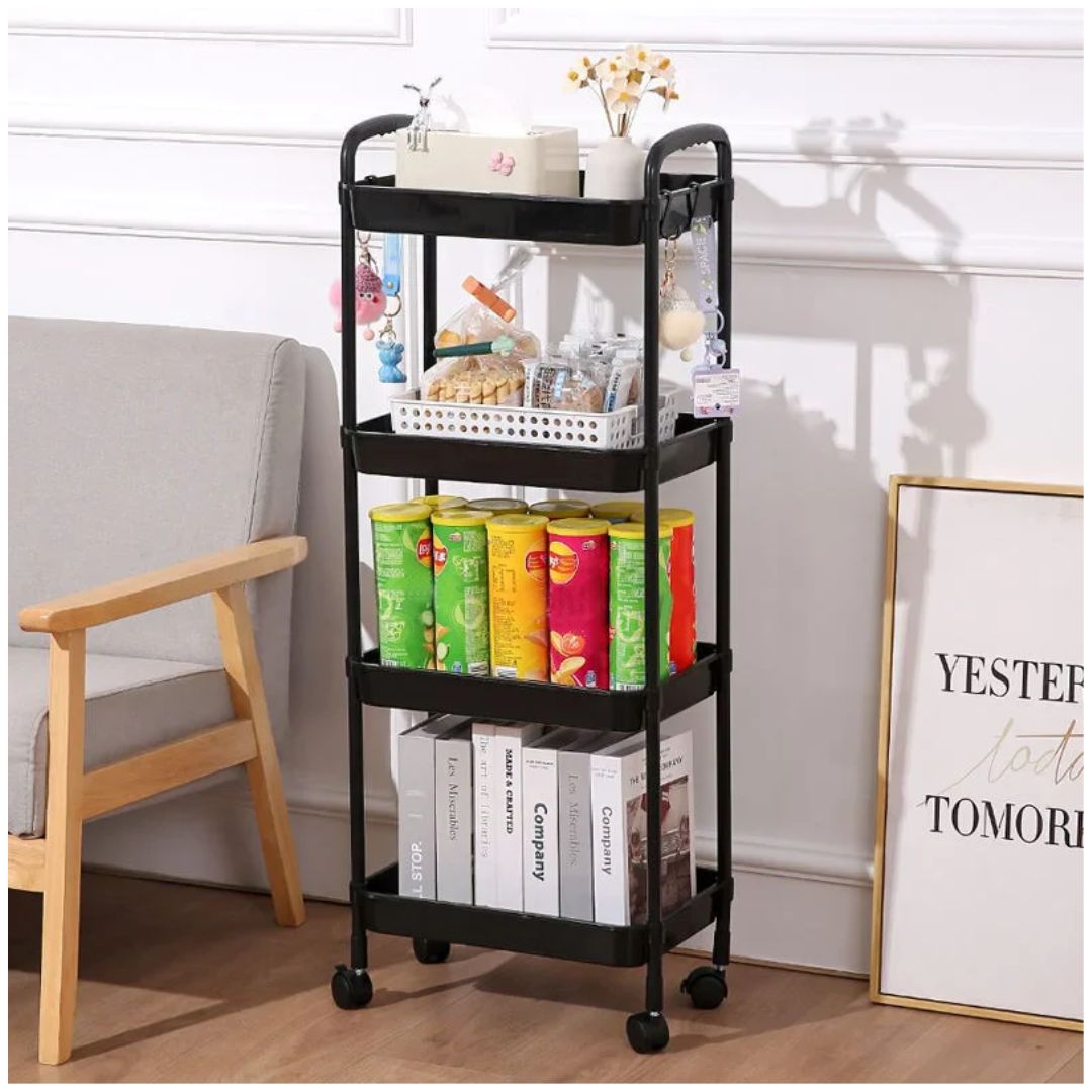 Carrito Organizador de Cocina Multiusos 4 Niveles con Ruedas 104x40x26cm