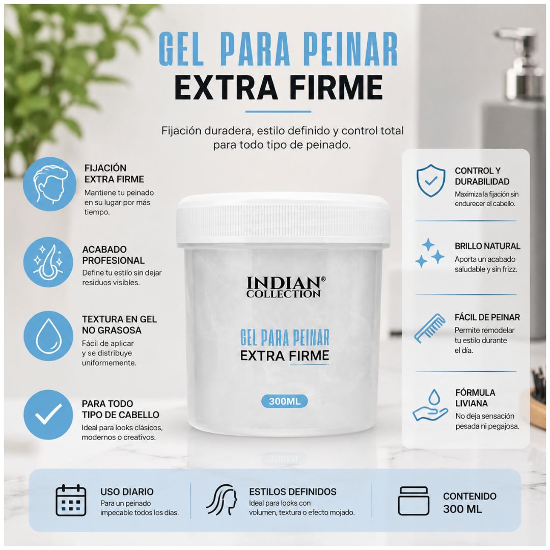 Gel Extra Fuerte Para Hombre Indian Collection 300ml Todo Tipo de Cabello
