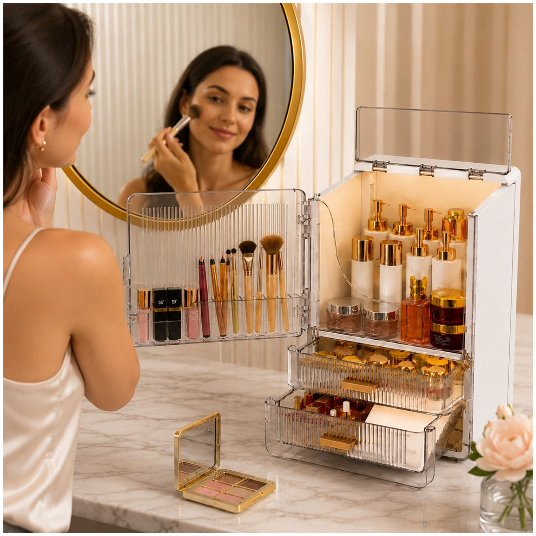 Organizador de Maquillaje y Cosméticos de Acrílico Gran Capacidad 2 Cajones