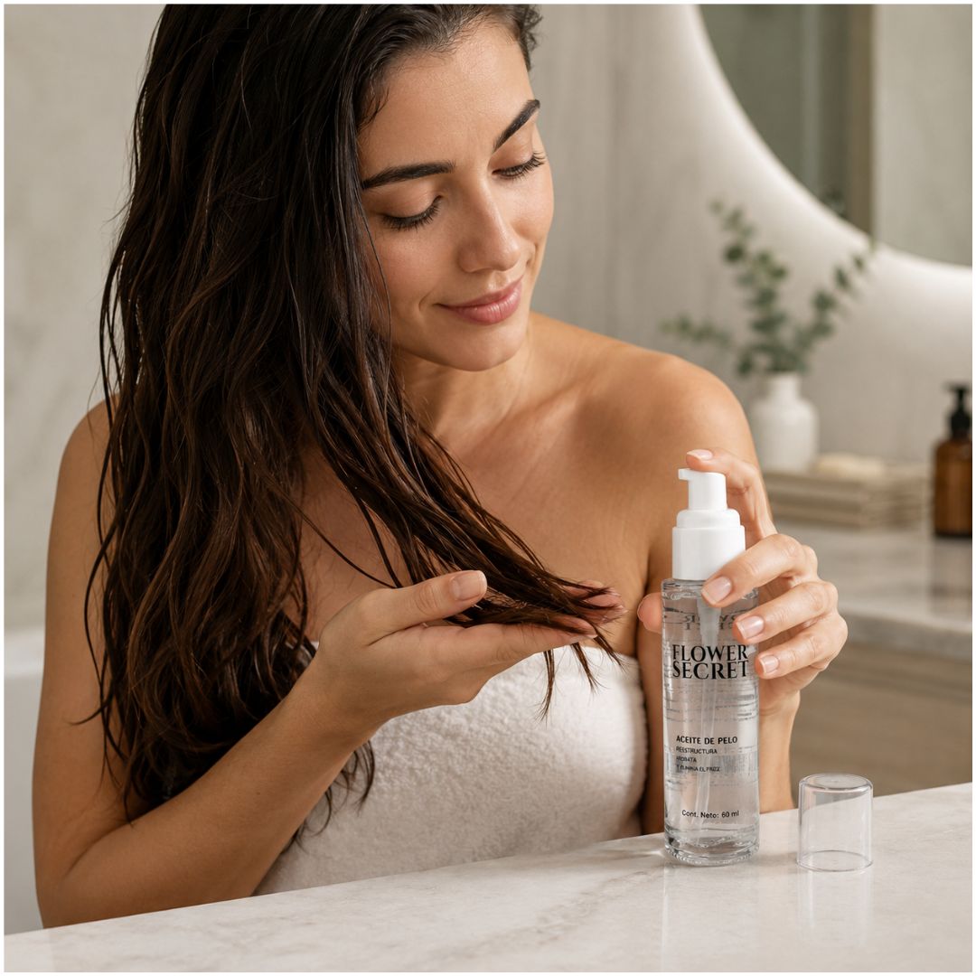 Aceite Capilar de Coco Flower Secret 60ml Anti-Frizz Hidrata Suaviza y Restructura