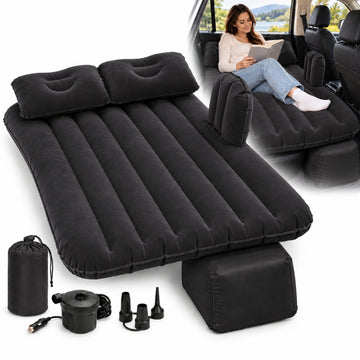 Colchón Inflable 135x80cm para Auto y Camping con Almohadas y Bomba Eléctrica 12V