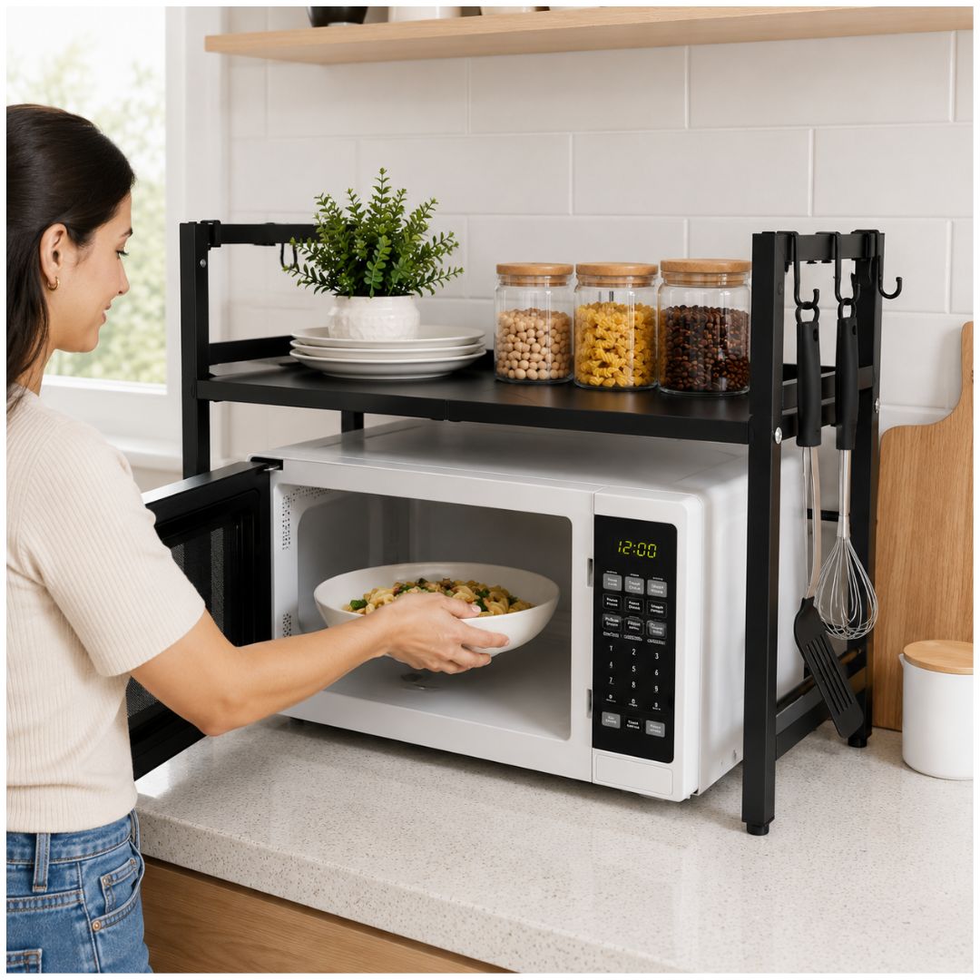 Estante Organizador de Microondas Multiusos de Metal Expandible 46x60x36cm
