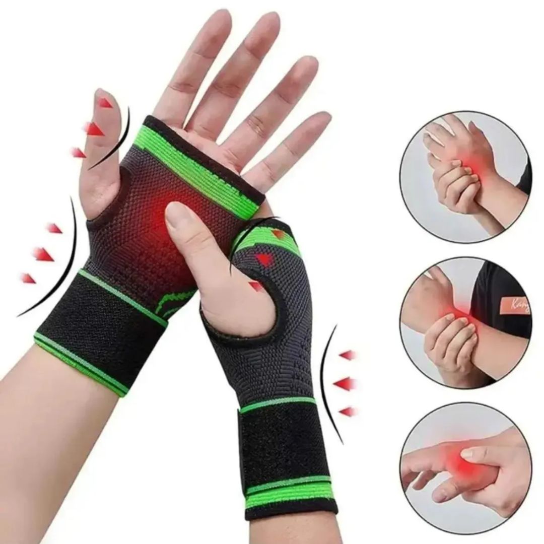 Muñequera Deportiva Elástica de Compresión con Correa Ajustable Protección 360°