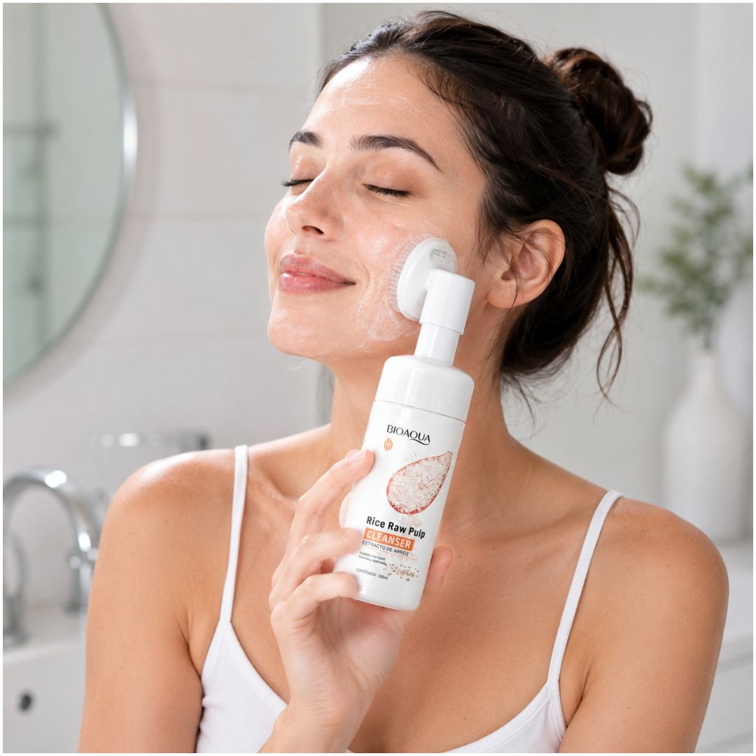Limpiador Facial BIOAQUA de Extracto de Arroz 150ml con Cepillo Integrado
