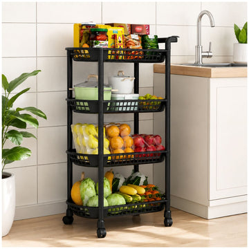 Carrito Organizador de Cocina Multiusos 4 Niveles con Ruedas 101x50x30cm