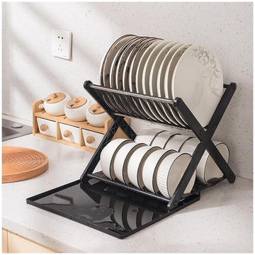 Escurridor de Platos Vajilla 2 Niveles con Bandeja de Goteo 28x30x30cm