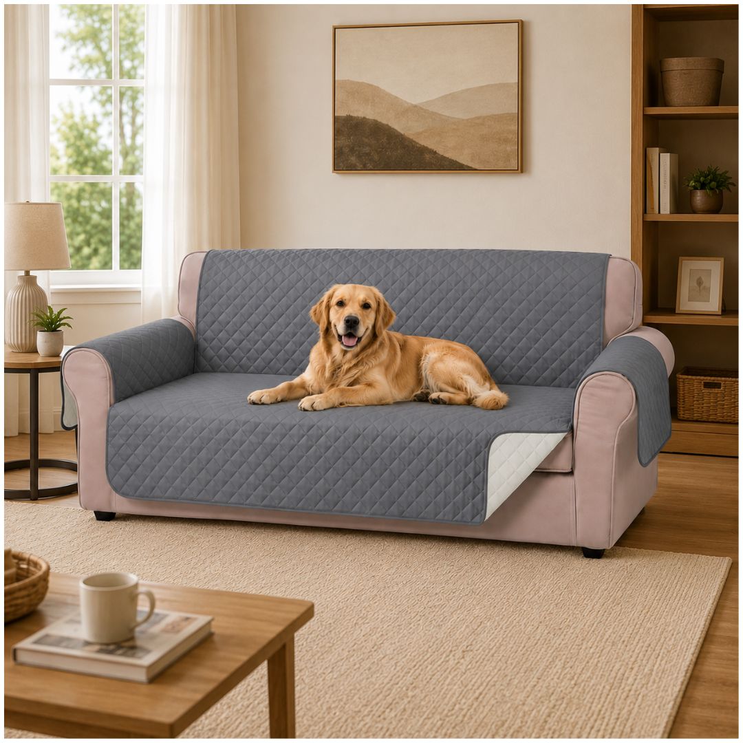 Forro Cobertor de Sofá Reversible Lavable Protección para Mascotas Gris