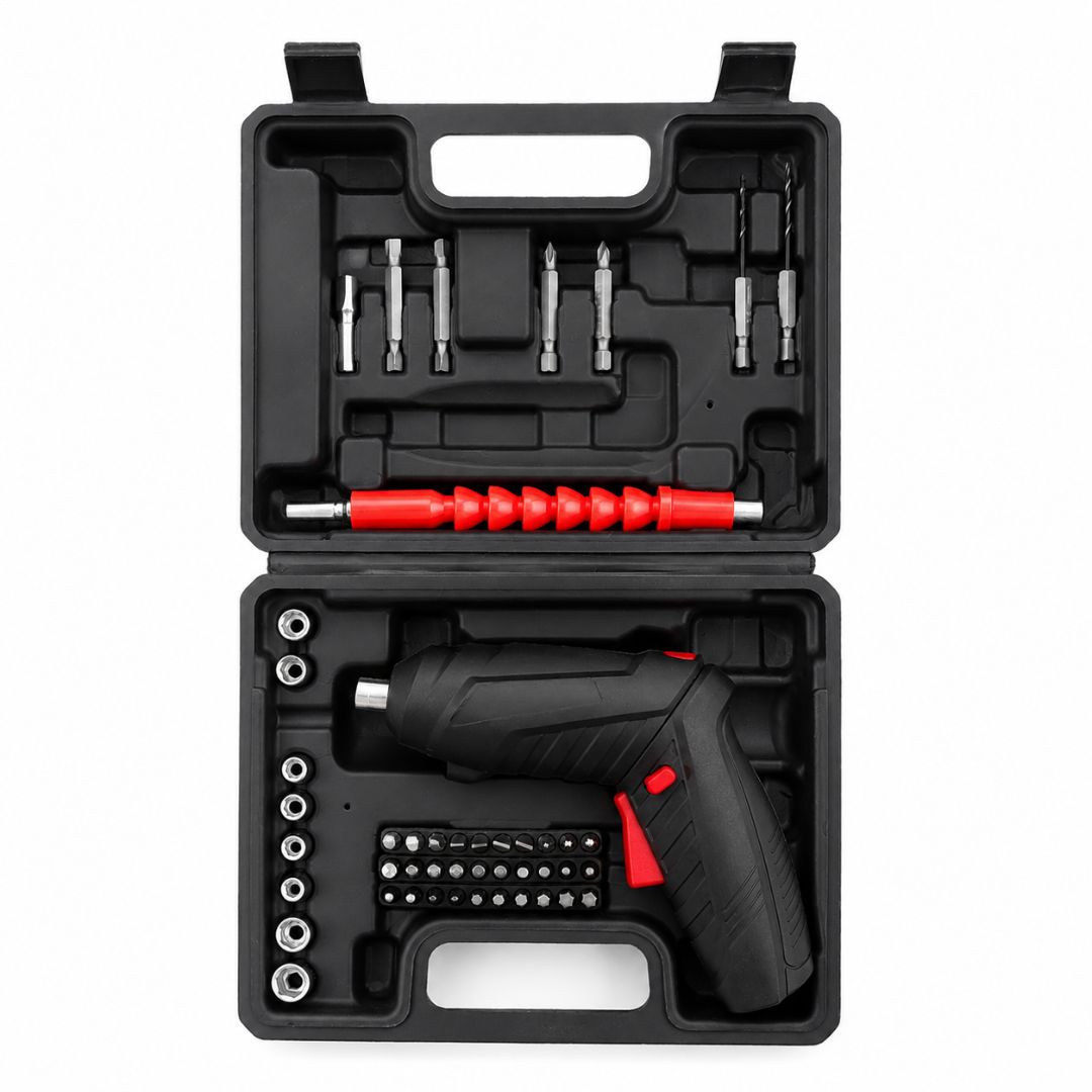 Kit Atornillador Destornillador Taladro Eléctrico Inalámbrico Recargable 46 Piezas Luz LED