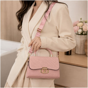Cartera de Mano Elegante para Mujer con Correa Ajustable y Broche Dorado