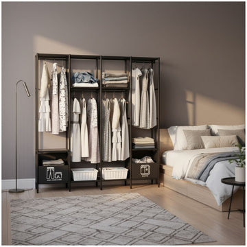 Ropero Colgador Multifuncional Organizador de Ropa 4 Cuerpos 170x170x39cm