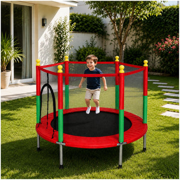Cama Elástica Saltarín Infantil 140cm Trampolín para Niños Resortes Reforzados Hasta 300kg