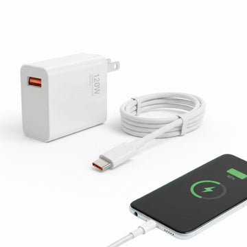 Cargador Carga Rápida para Celular de 120W + Cable USB Tipo C