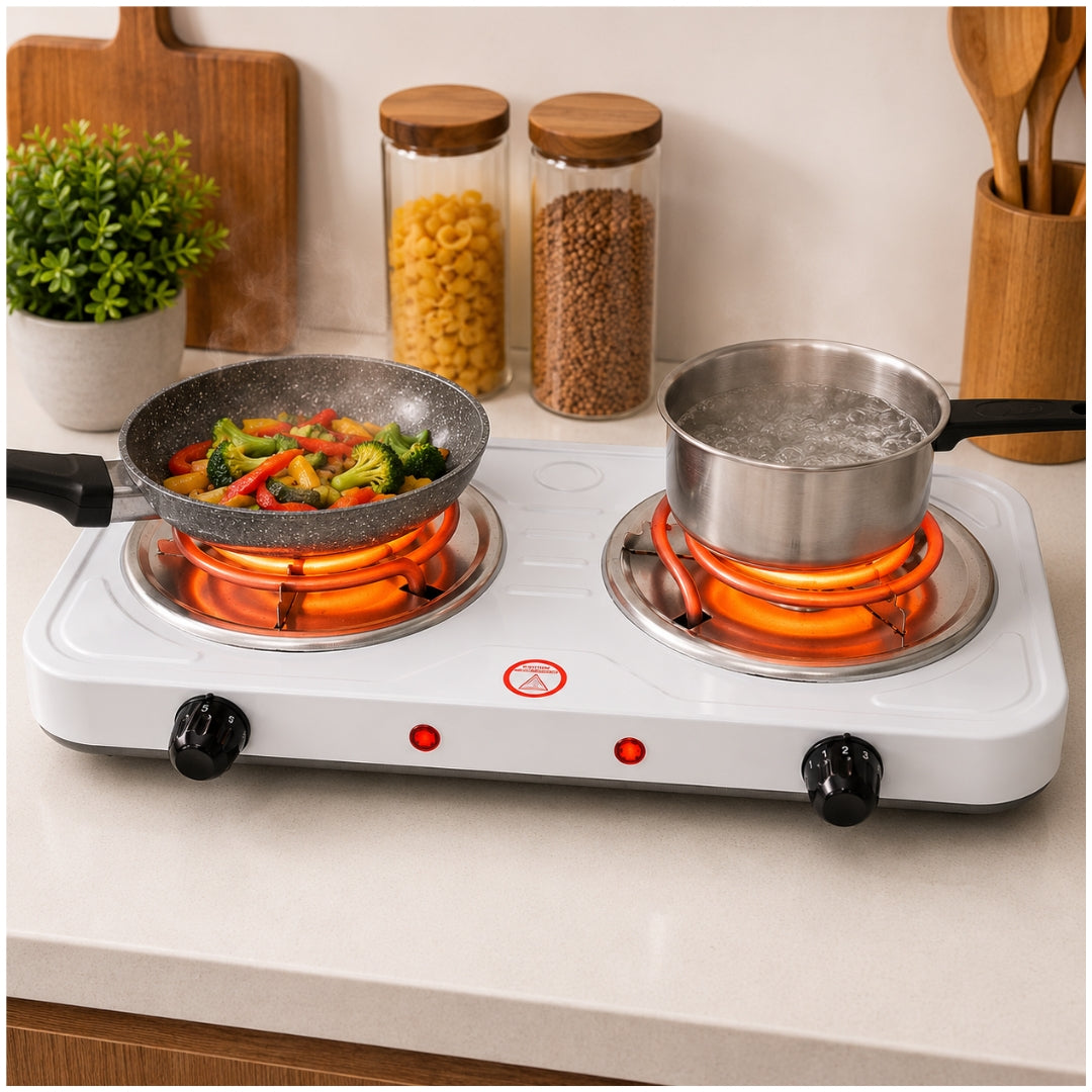 Cocina Eléctrica 2 Hornillas 2000W H-003L con Control de Temperatura
