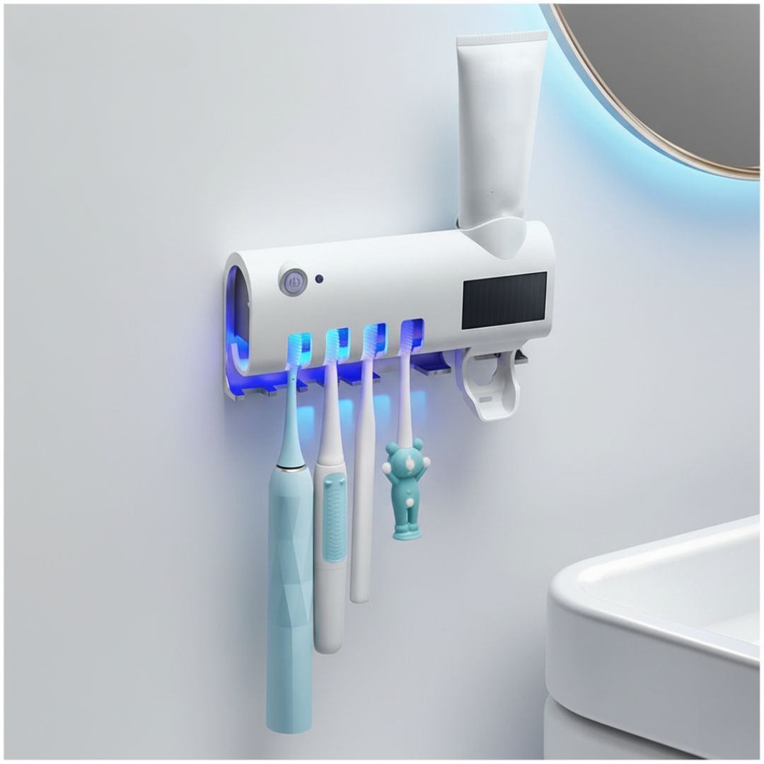 Porta Cepillos Esterilizador UV con Dispensador Automático Pasta Dental