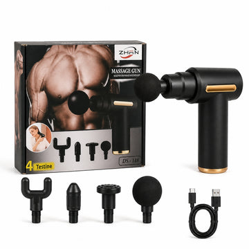 Pistola Masajeadora DS-118 4 en 1 Masaje Muscular de Percusión 6 Niveles
