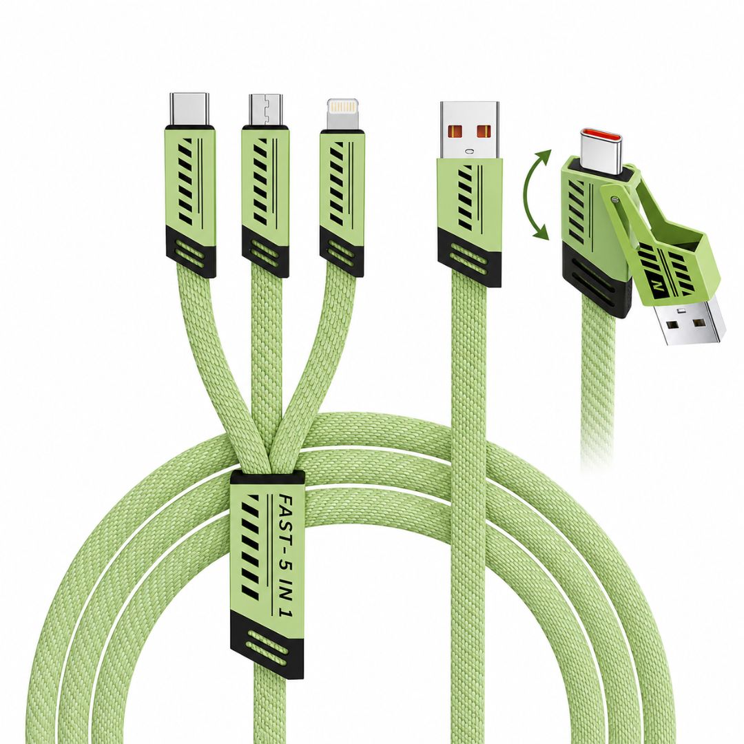 Cable 5 en 1 BL-43 Carga Rápida 240W 2 Entradas USB-C 3 Salidas C-Lightning-Micro USB