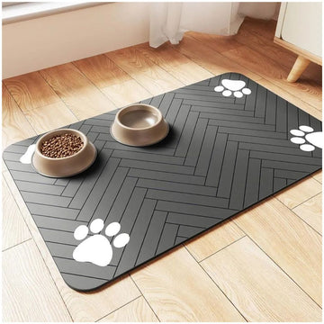 Tapete Alfombra de Alimentación Para Mascotas Absorbente y Antideslizante 90x60cm