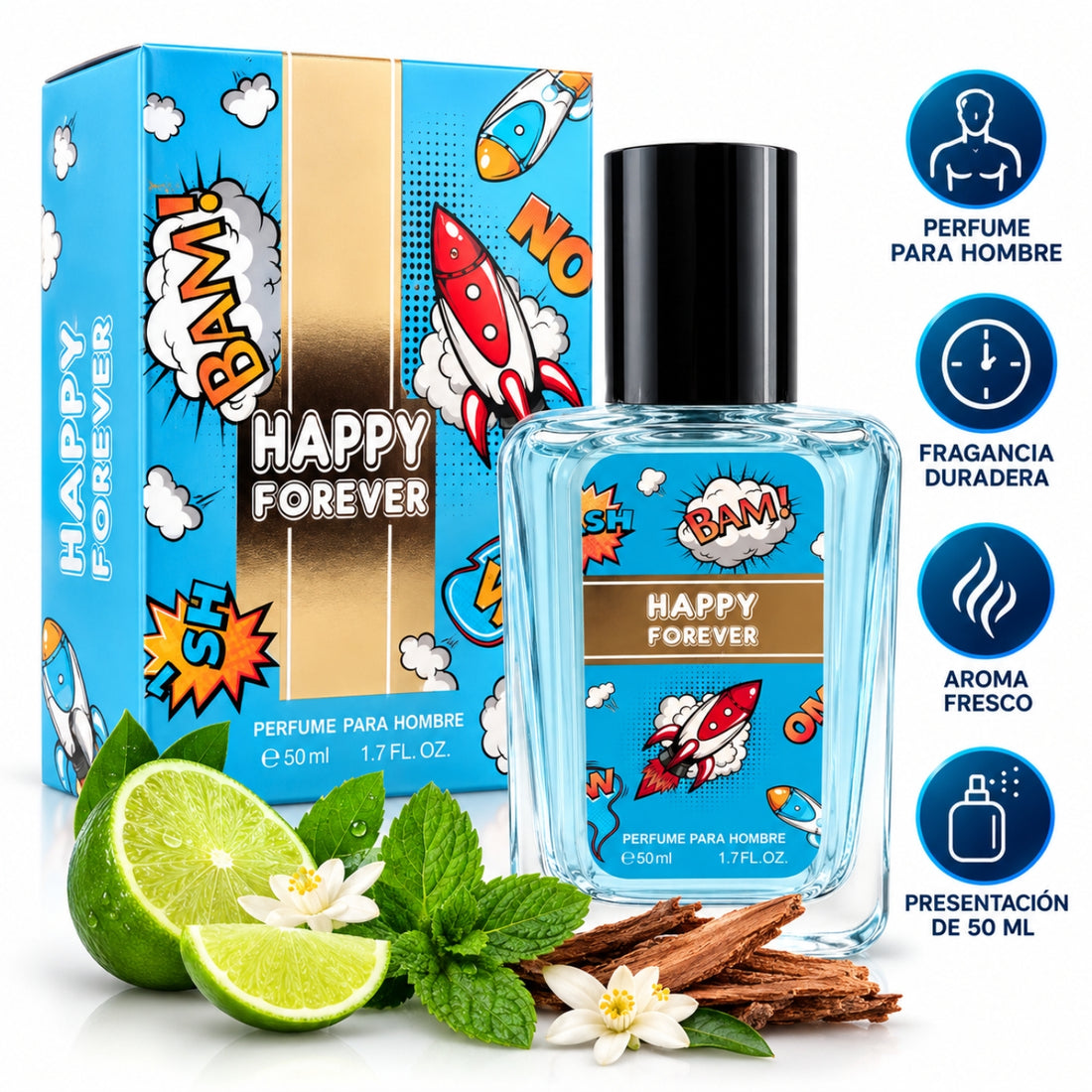 Perfume Infantil para Niño Happy Forever 50 ml con Atomizador
