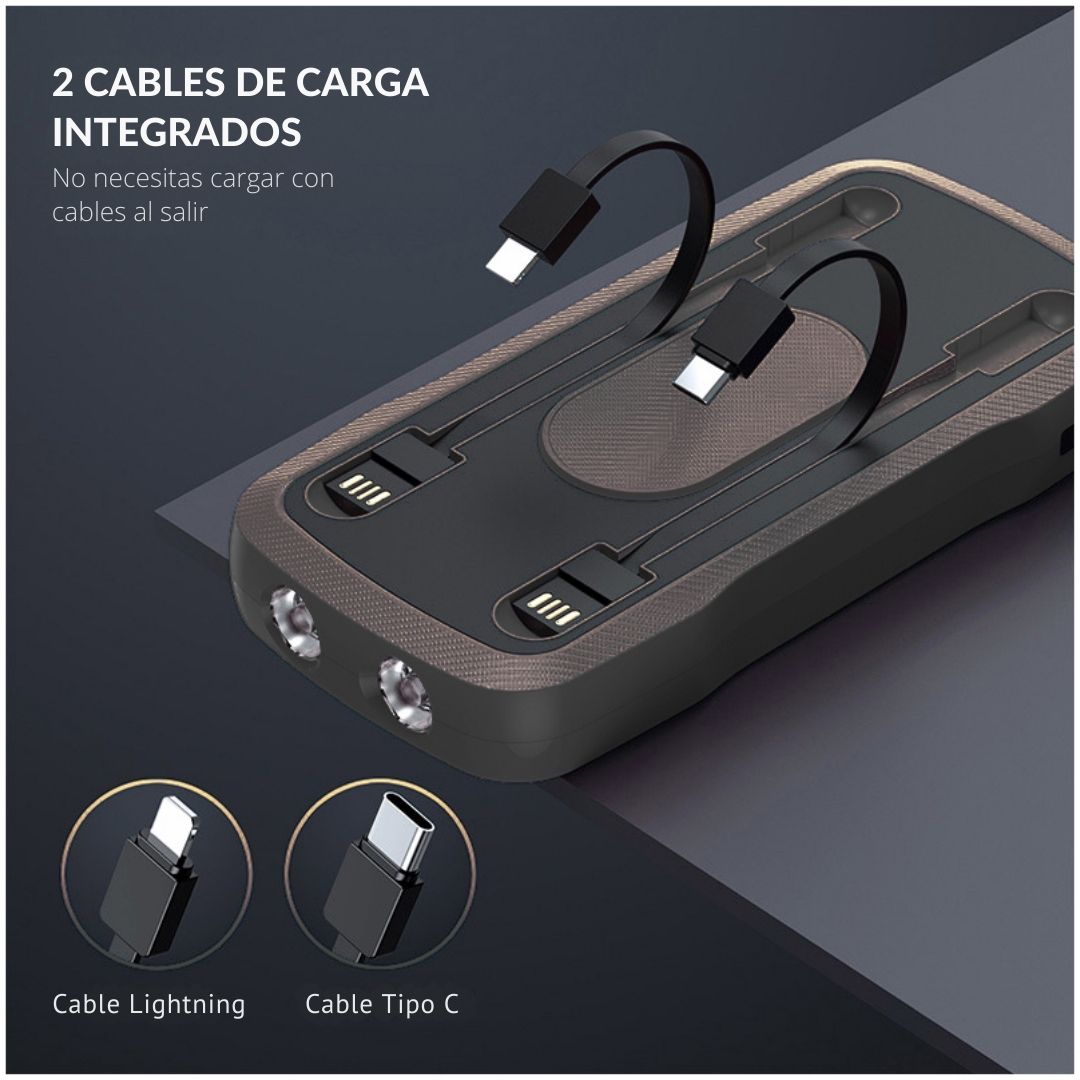 Solar Power Bank 30000 mAh Cargador Portátil Carga Rápida PB224 4 en 1 Linterna Encendedor