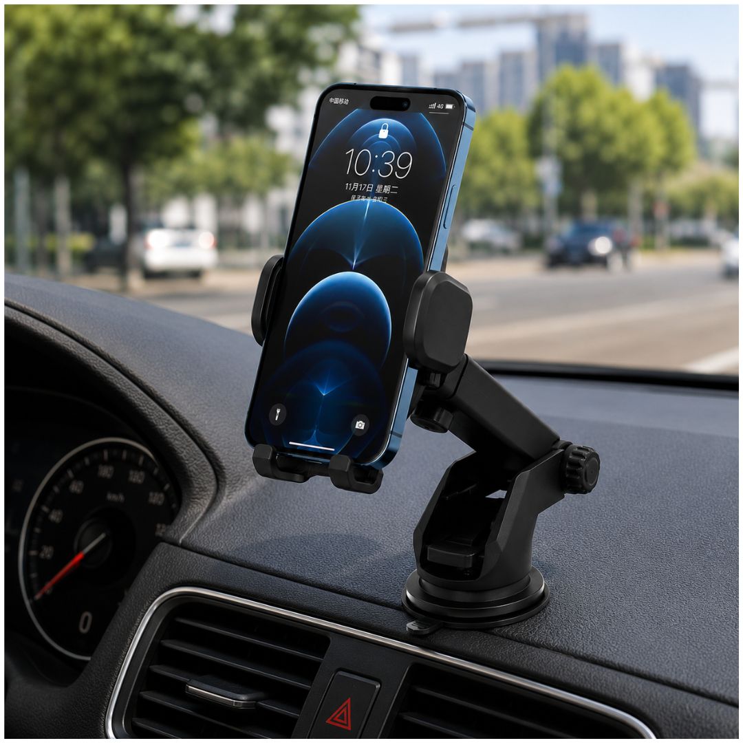 Soporte para Celular S116 Rotación 360° con Ventosa y Brazo Ajustable