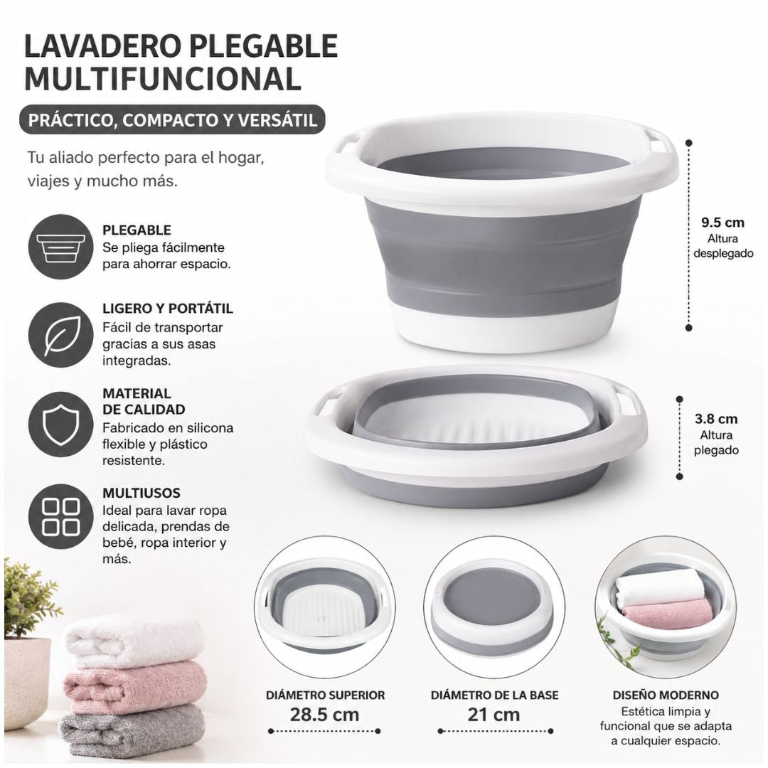 Lavadero Tina Plegable de Silicona Multifuncional Portátil con Asas