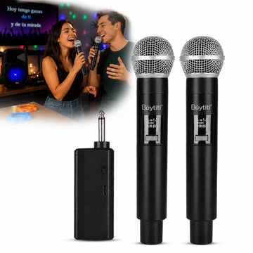 Pack x2 Micrófono Inalámbrico Doble Recargable UHF Buytiti MR-980 Karaoke