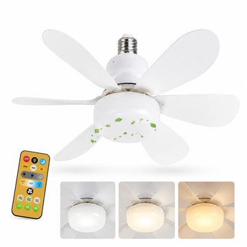 Foco Ventilador de Techo YH-22 con Luz LED 80W Fría y Cálida 6 Aspas Control Remoto