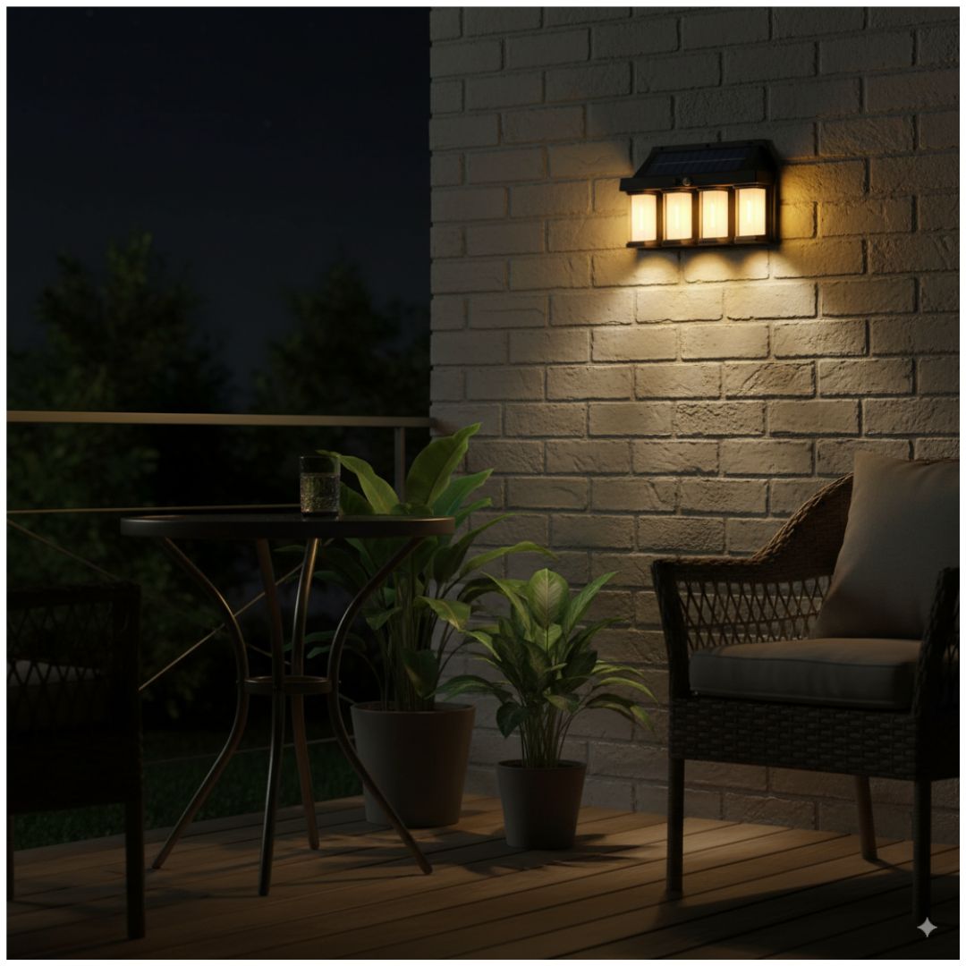 Lámpara con Panel Solar para Pared BK-618-4 Impermeable con Sensor